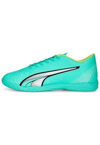 Buty piłkarskie męskie Puma Ultra Play IT. Zapięcie: sznurówki. Kolor: zielony. Materiał: syntetyk, tkanina, materiał. Szerokość cholewki: normalna. Sport: piłka nożna