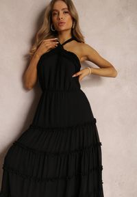Renee - Czarna Sukienka Dorope. Kolor: czarny. Materiał: tkanina. Długość rękawa: na ramiączkach. Wzór: jednolity. Długość: maxi #4