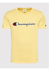 Champion T-Shirt Embroidered 217814 Żółty Regular Fit. Kolor: żółty. Materiał: bawełna