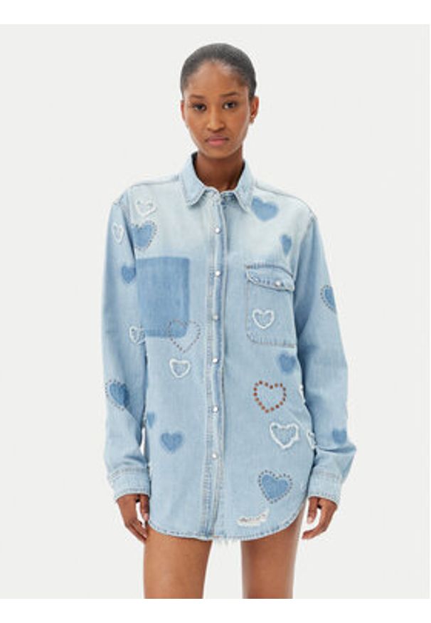 One Teaspoon Koszula jeansowa Everyday Studded 26714 Niebieski Relaxed Fit. Kolor: niebieski. Materiał: bawełna