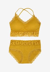 Renee - Żółty 2-częściowy Komplet Bielizny z Koronką Maylani. Kolor: żółty. Materiał: koronka. Wzór: koronka #6