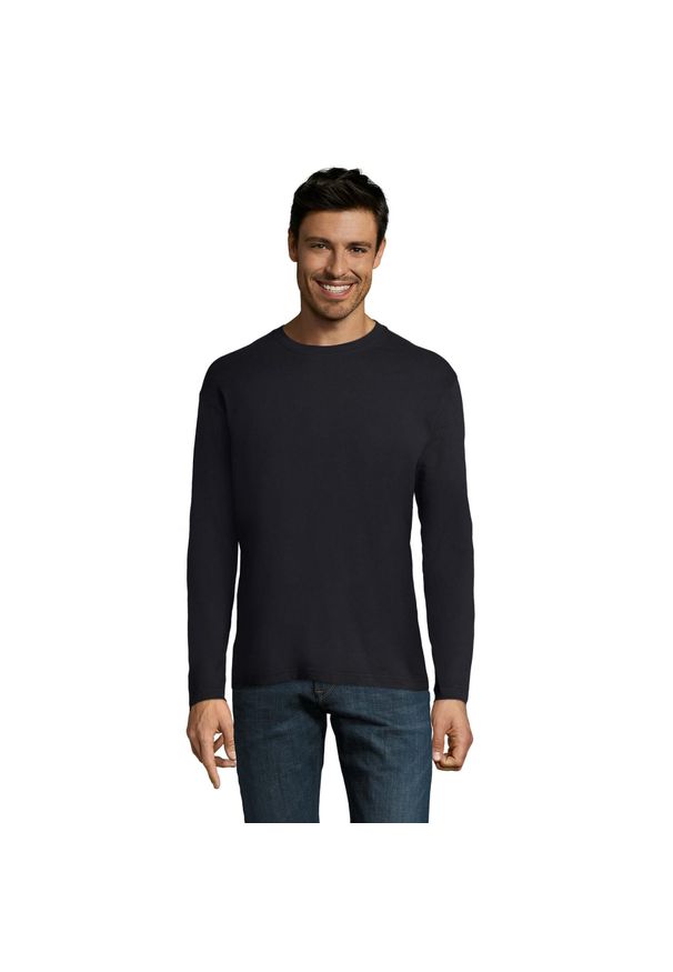 SOL'S - Męska Koszulka Z Długim Rękawem Monarch. Kolor: niebieski. Długość rękawa: długi rękaw. Długość: długie. Sport: turystyka piesza