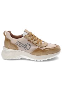 Beżowe Sneakersy Hispanitas Wygodne Buty Damskie. Kolor: beżowy. Materiał: materiał, skóra. Szerokość cholewki: normalna #7