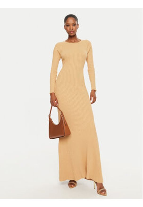 BARDOT Sukienka dzianinowa 59510DB Żółty Slim Fit. Kolor: żółty. Materiał: syntetyk