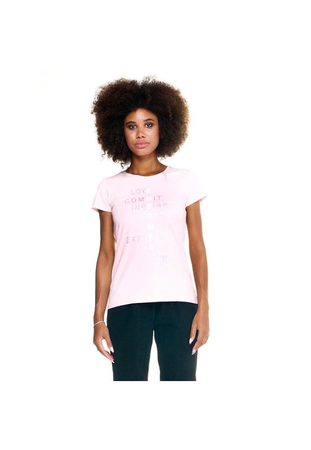 LEONE 1947 APPAREL - Damska koszulka Leone z krótkim rękawem Leisure. Kolor: różowy. Materiał: tkanina. Długość rękawa: krótki rękaw. Długość: krótkie. Sport: fitness