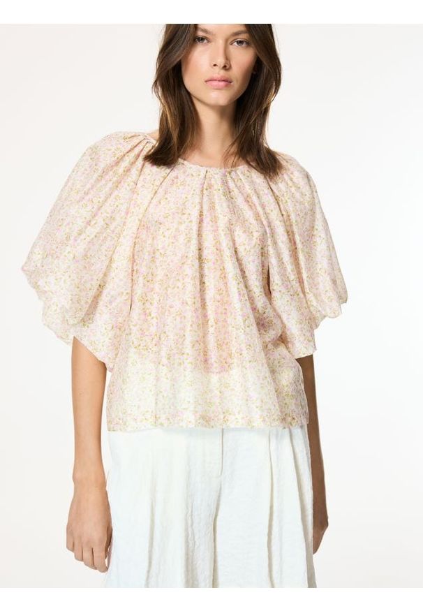 Reserved - Bluzka z lyocellem - złamana biel. Materiał: tkanina