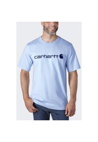 Koszulka turystyczna męska Carhartt Heavyweight Core Logo. Kolor: niebieski