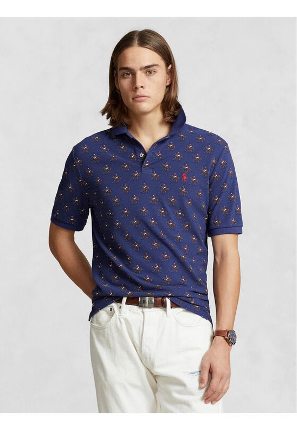 Polo Ralph Lauren Polo 710935222001 Granatowy Custom Slim Fit. Typ kołnierza: polo. Kolor: niebieski. Materiał: bawełna