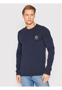 VERSACE - Versace Longsleeve Girocollo AUU01007 Granatowy Regular Fit. Kolor: niebieski. Materiał: bawełna. Długość rękawa: długi rękaw