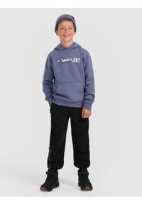 4f - 4F Bluza dresowa nierozpinana z kapturem chłopięca - granatowa 134 (8-9 lat). Okazja: na co dzień, na uczelnię. Typ kołnierza: kaptur. Kolor: niebieski. Materiał: dresówka. Sezon: lato. Styl: casual, klasyczny #2