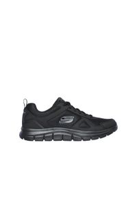 skechers - Buty na co dzień na trening męskie SKECHERS TRACK skóra siateczka. Okazja: na co dzień. Kolor: czarny. Materiał: skóra. Sport: fitness