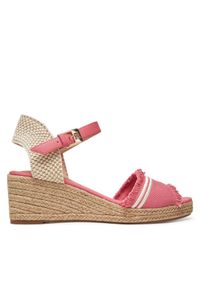TOMMY HILFIGER - Tommy Hilfiger Espadryle Fringe Canvas Medium Wedge FW0FW08879 Różowy. Kolor: różowy. Materiał: materiał
