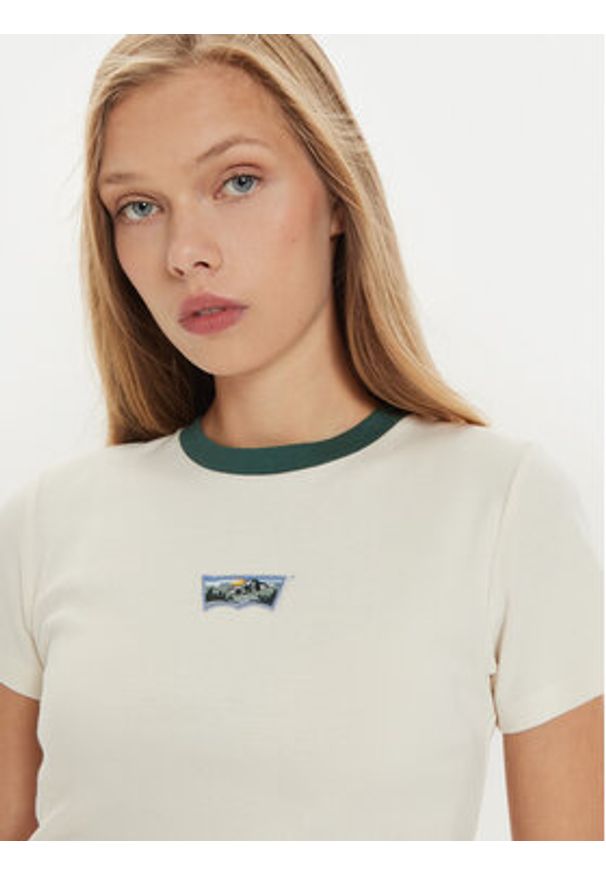 Levi's® T-Shirt Essential Sporty A8798-0014 Écru Slim Fit. Materiał: bawełna. Styl: sportowy
