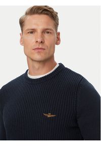 Aeronautica Militare Sweter 262MA1571UL00409 Granatowy Regular Fit. Kolor: niebieski. Materiał: bawełna #4
