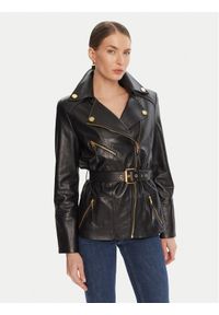 Elisabetta Franchi Kurtka skórzana GD-50Z-56E2-V1350 Czarny Regular Fit. Kolor: czarny. Materiał: skóra