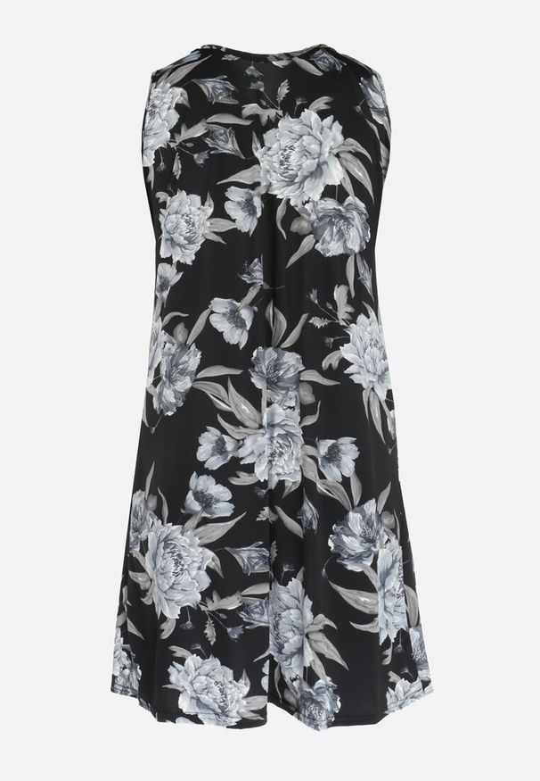 Born2be - Czarna Trapezowa Sukienka Midi w Kwiaty Lexani. Okazja: na co dzień. Kolor: czarny. Długość rękawa: bez rękawów. Wzór: kwiaty. Typ sukienki: trapezowe. Styl: casual. Długość: midi