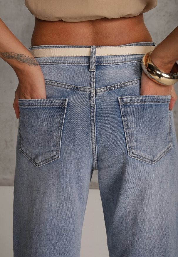 Renee - Niebieskie Jeansy High Waist Wide Leg z Bawełną Conana. Stan: podwyższony. Kolor: niebieski. Styl: klasyczny