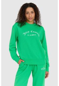 Juicy Couture - JUICY COUTURE Zielona bluza damska saoirse recycled z haftowanym logo. Kolor: zielony. Wzór: haft #1