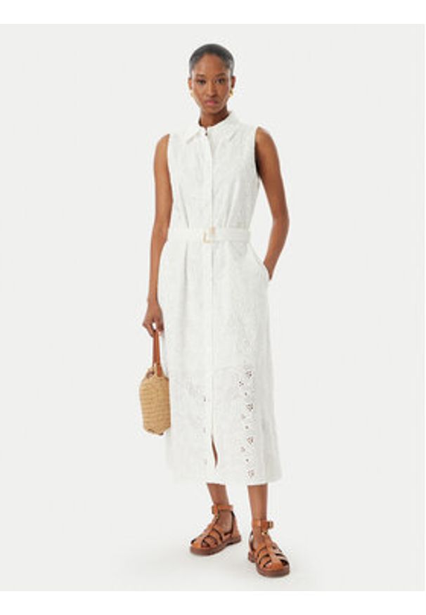 LOLA CASADEMUNT Sukienka koszulowa LS2616144 Biały Regular Fit. Kolor: biały. Materiał: bawełna. Typ sukienki: koszulowe