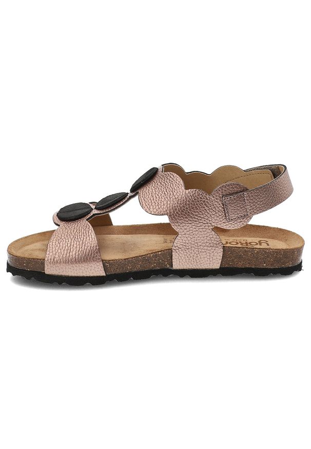 Różowe Sandały Yokono Modne Obuwie Damskie. Nosek buta: okrągły. Zapięcie: pasek. Kolor: różowy. Materiał: skóra. Wzór: paski, aplikacja. Sezon: lato