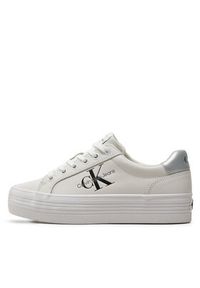 Calvin Klein Jeans Sneakersy Vulc Flatform Laceup Lth YW0YW01474 Biały. Kolor: biały. Materiał: skóra