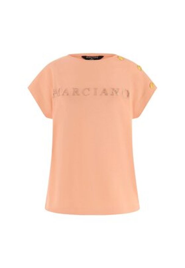 Marciano Guess T-Shirt G6GI04 K3505 Pomarańczowy Regular Fit. Kolor: pomarańczowy. Materiał: bawełna