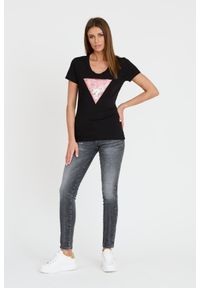 Guess - GUESS Czarny t-shirt Satin Triangle Tee. Kolor: czarny #5