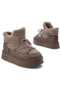 Big-Star - Brązowe Śniegowce Big Star Ocieplane Obuwie Damskie. Zapięcie: sznurówki. Kolor: brązowy. Materiał: materiał. Szerokość cholewki: normalna. Sezon: zima #8