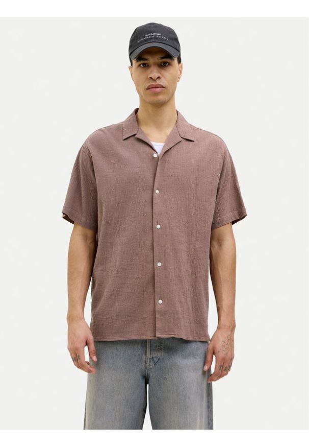 Jack & Jones Koszula Luke 12255781 Brązowy Relaxed Fit. Kolor: brązowy. Materiał: bawełna