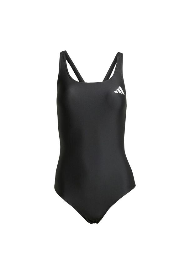 Adidas - Kostium kąpielowy V-back. Kolor: czarny. Materiał: materiał