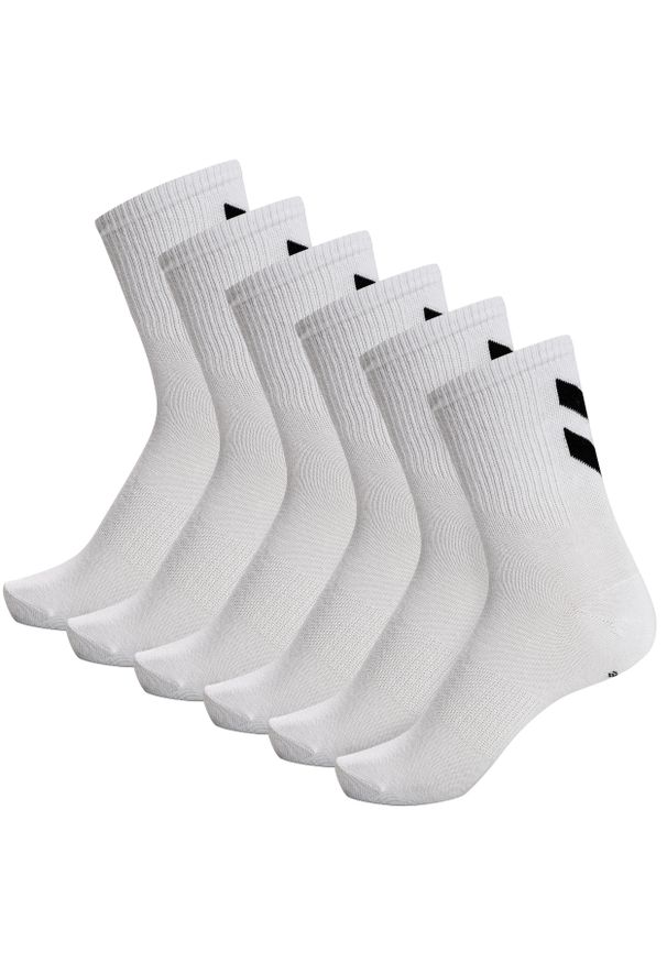 Hummel - Skarpetki białe Humel hmlCHEVRON 6-PACK SOCKS uniwersalne. Kolor: biały. Sport: piłka nożna