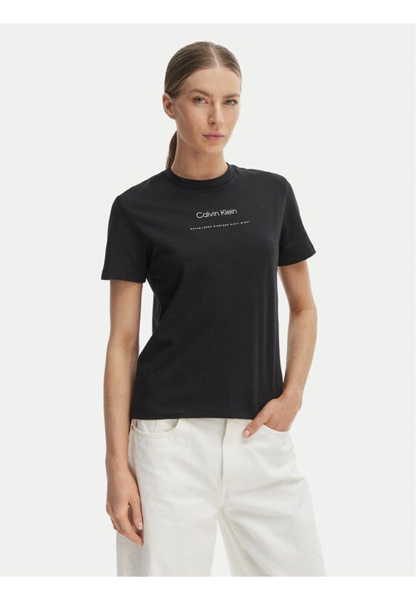 Calvin Klein Jeans T-Shirt Classic LV047C811G Czarny Regular Fit. Kolor: czarny. Materiał: bawełna