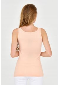 Emporio Armani - EMPORIO ARMANI Brzoskwiniowy damski top, Rozmiar L. Kolor: pomarańczowy. Materiał: bawełna #4