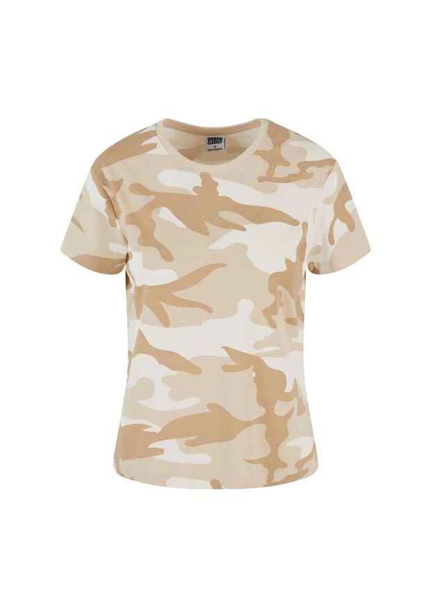 Urban Classics - T-shirt Damski Camo Standardowy. Kolor: wielokolorowy, brązowy, zielony. Sport: turystyka piesza
