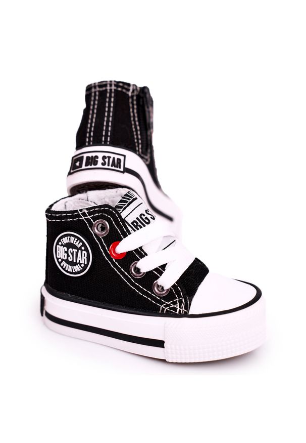 Big-Star - Dziecięce Wysokie Trampki Z Suwakiem Big Star HH374188 Czarne. Kolor: czarny. Materiał: materiał. Styl: klasyczny