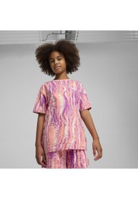 Puma - Młodzieżowa koszulka Essentials Nature 2.0 PUMA Pink Fruit. Kolor: różowy. Materiał: guma. Wzór: nadruk. Sport: joga i pilates