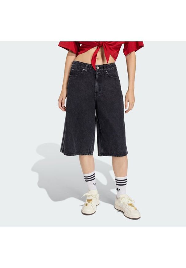 Adidas - adidas Szorty jeansowe Firebird Jorts KD2916 Czarny Oversize. Kolor: czarny. Materiał: bawełna