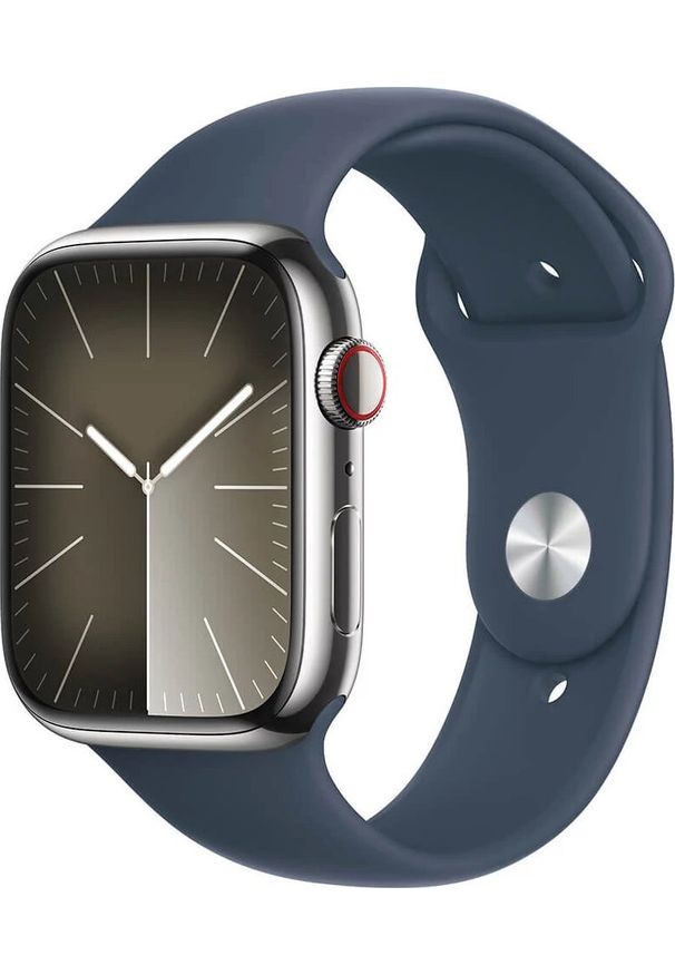 APPLE - Smartwatch Apple Watch 9 GPS + Cellular 45mm Silver Stainless Steel Sport M/L Niebieski (MRMP3QP/A). Rodzaj zegarka: smartwatch. Kolor: niebieski. Styl: sportowy