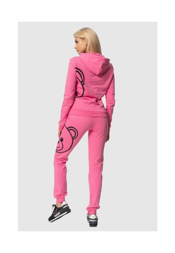 MOSCHINO Różowa bluza damska z kapturem. Typ kołnierza: kaptur. Kolor: różowy. Wzór: nadruk