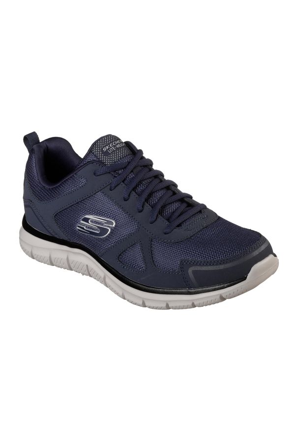 skechers - Buty męskie SKECHERS Track Scrolic. Okazja: na co dzień. Kolor: niebieski. Materiał: skóra. Sport: fitness