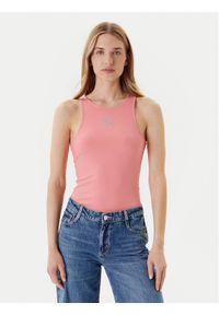 Guess Top W5GP57 KCV52 Różowy Regular Fit. Kolor: różowy. Materiał: syntetyk