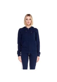 LEONE 1947 APPAREL - Błyszczący damski dres z kapturem i zamkiem błyskawicznym. Kolor: niebieski. Materiał: dresówka. Sport: fitness
