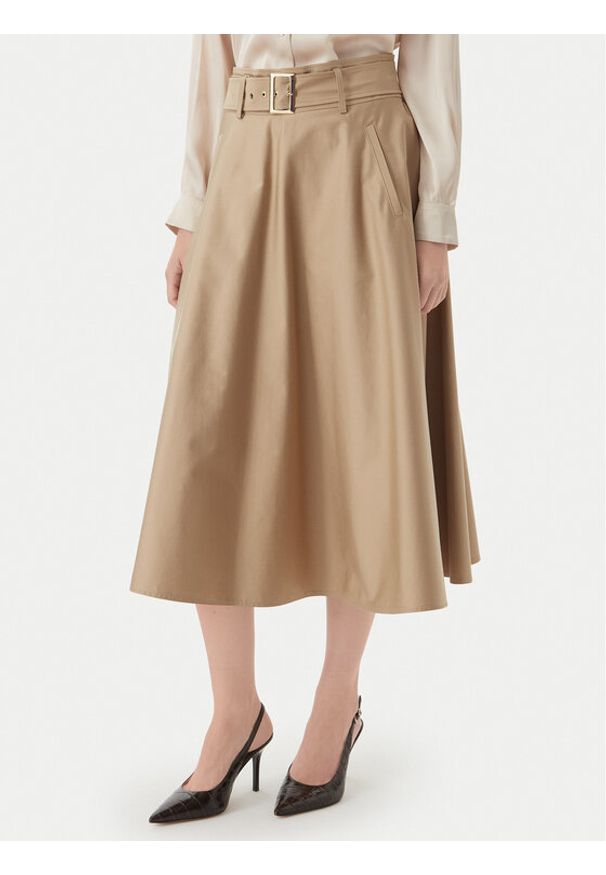 Marella Spódnica trapezowa Tappeto 2613101101 Beżowy Regular Fit. Kolor: beżowy. Materiał: bawełna