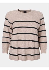 Zizzi Sweter M61257A Beżowy Regular Fit. Kolor: beżowy. Materiał: syntetyk #4