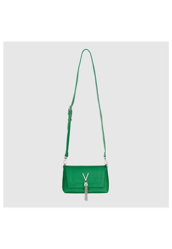 Valentino by Mario Valentino - VALENTINO Zielona torebka z ozdobnym V oceania re satchel. Kolor: zielony. Materiał: skórzane