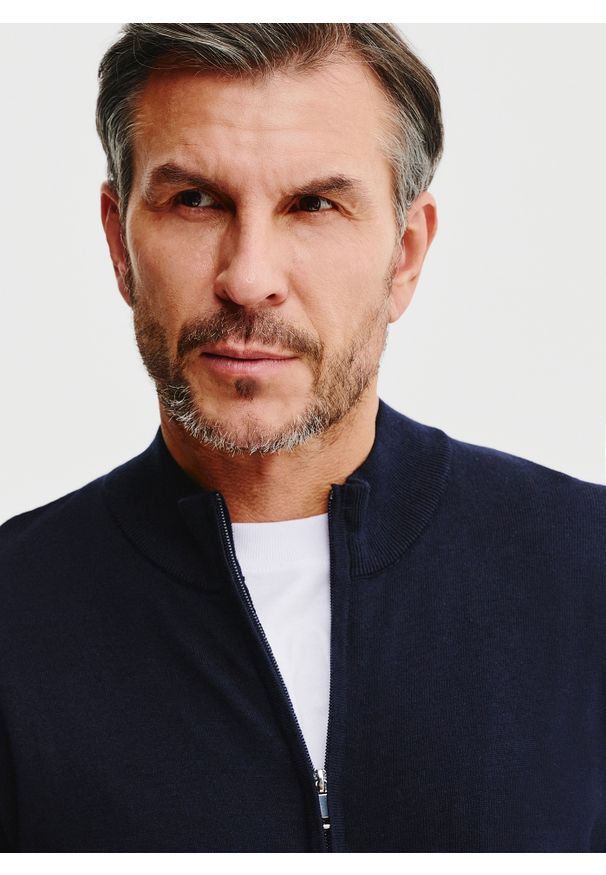 Pako Lorente - PAKO LORENTE – Sweter męski rozpinany w kolorze granatowym. Kolor: niebieski. Materiał: bawełna. Sezon: wiosna