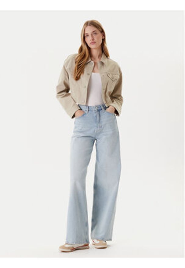 Tommy Jeans Kurtka jeansowa Flag DW0DW21431 Beżowy Regular Fit. Kolor: beżowy. Materiał: bawełna