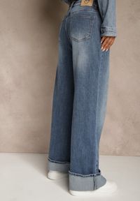 Renee - Niebieskie Jeansy High Waist Wide Leg z Podwiniętymi Nogawkami Nymthine. Stan: podwyższony. Kolor: niebieski. Styl: klasyczny #4