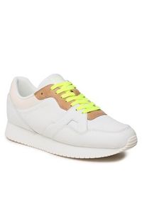 Calvin Klein Jeans Sneakersy Retro Runner Fluo Contrast YM0YM00619 Biały. Kolor: biały. Materiał: skóra