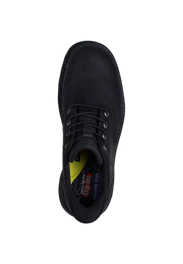 skechers - Buty sportowe męskie Skechers Lockett Gustav. Kolor: czarny. Materiał: skóra, materiał. Sport: fitness